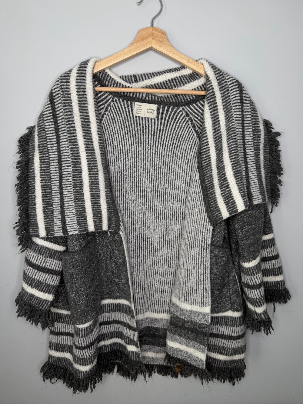 Anthropologie Saturday Sunday fringe cardigan sweater xl X-Large
